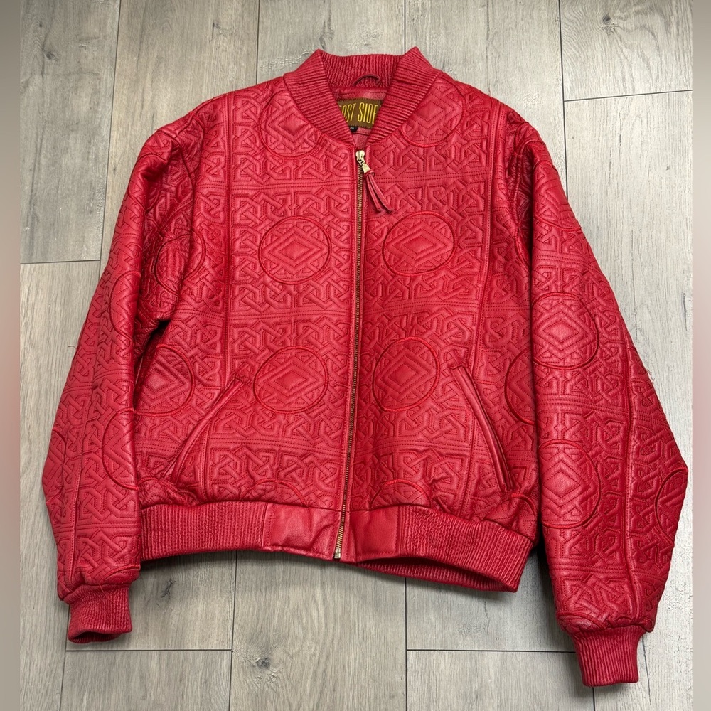 Vintage East Side Red Quilted Leather Jacket Y2K Rare